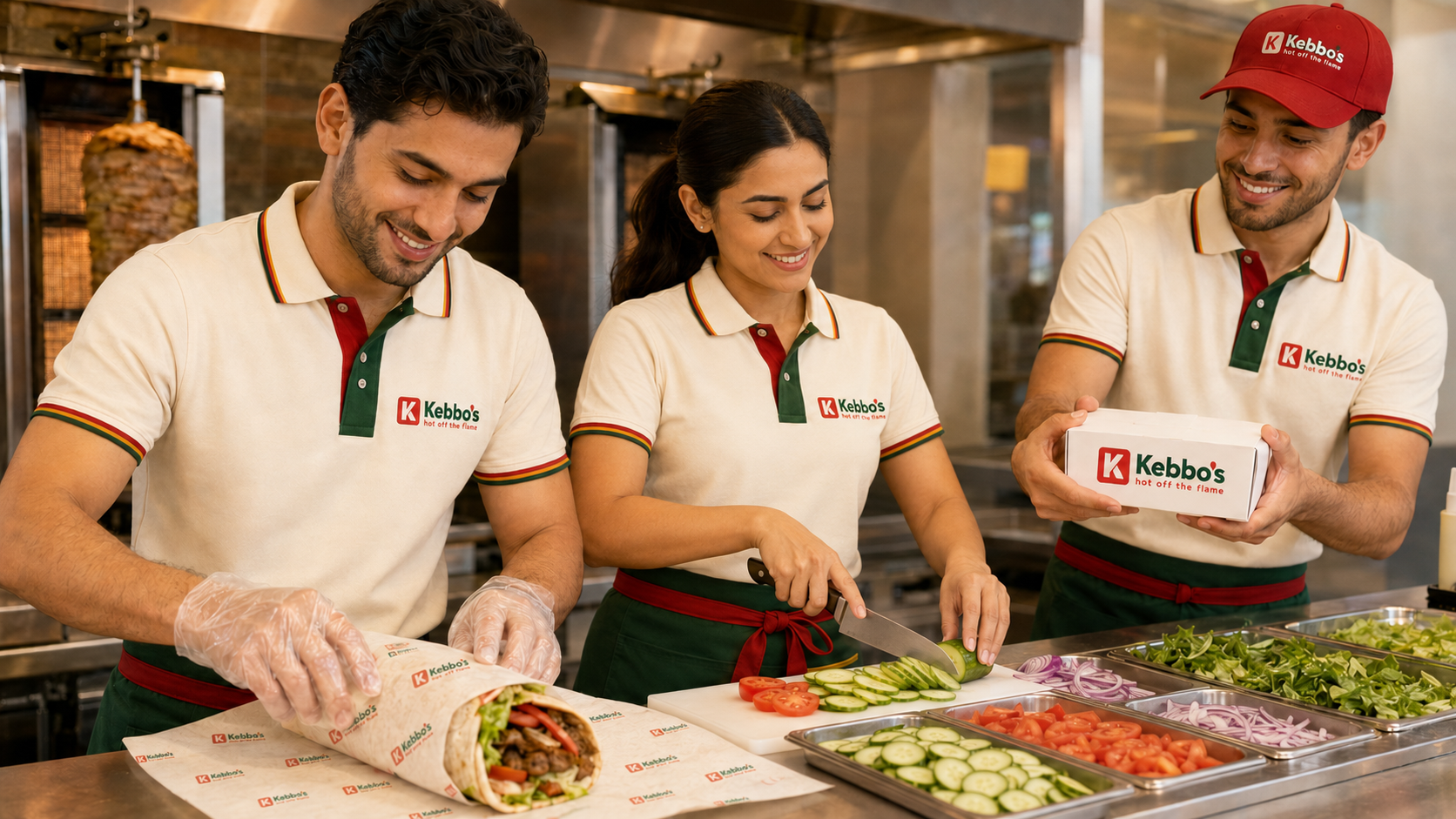 Kebbo’s team members in the approved uniform working together