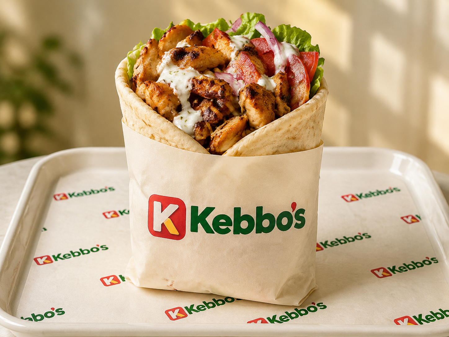 Half-wrapped chicken kebab